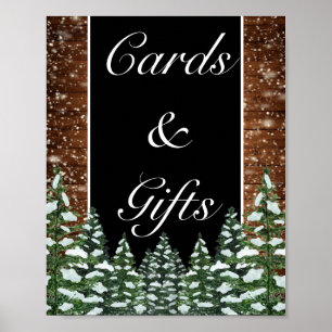 Black Snowy Wood & Forest Cards Hochzeit Poster