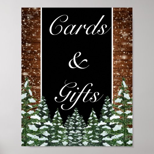 Black Snowy Wood & Forest Cards Hochzeit Poster (Vorne)