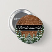 Black Snowy Wood & Forest Country Wedding Titel Button (Vorne & Hinten)