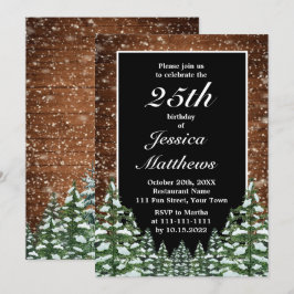 Black Snowy Wood & Forest Custom Geburtstagsparty Einladung