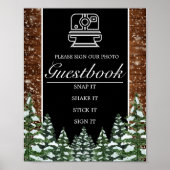Black Snowy Wood & Forest Foto Book Wedding Poster (Vorne)