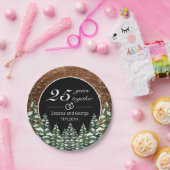 Black Snowy Wood & Forest Hochzeit Jahrestag Pappteller (Party)