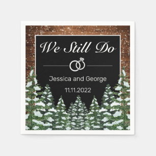 Black Snowy Wood & Forest Hochzeit Jahrestag Serviette