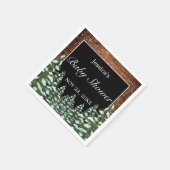 Black Snowy Wood & Forest Pine Baby Dusche Serviette (Ecke)