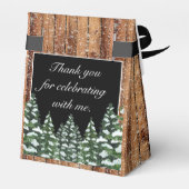 Black Snowy Wood & Forest Pine Bar Bat Mitzvah Geschenkschachtel (Rückseite)