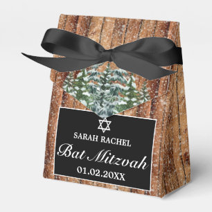 Black Snowy Wood & Forest Pine Bar Bat Mitzvah Geschenkschachtel