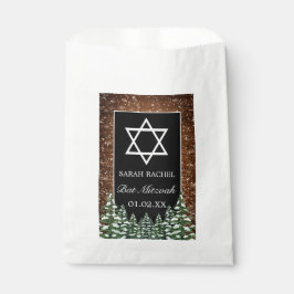 Black Snowy Wood & Forest Pine Bar Bat Mitzvah Geschenktütchen