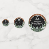 Black Snowy Wood & Forest Pine Bar Bat Mitzvah Konfetti (Vorderseiten)