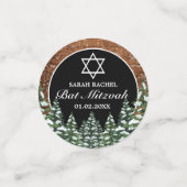 Black Snowy Wood & Forest Pine Bar Bat Mitzvah Konfetti (Klein Vorderseite)