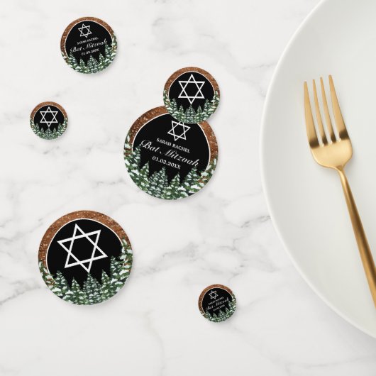 Black Snowy Wood & Forest Pine Bar Bat Mitzvah Konfetti (Gruppe)