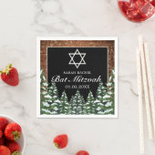 Black Snowy Wood & Forest Pine Bar Bat Mitzvah Serviette (Beispiel)