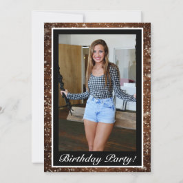 Black Snowy Wood & Forest Pine Foto Geburtstag Einladung