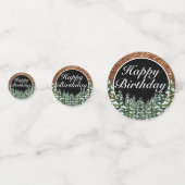 Black Snowy Wood & Forest Pine Happy Birthday Konfetti (Rückseiten)