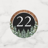 Black Snowy Wood & Forest Pine Happy Birthday Konfetti (Klein Vorderseite)