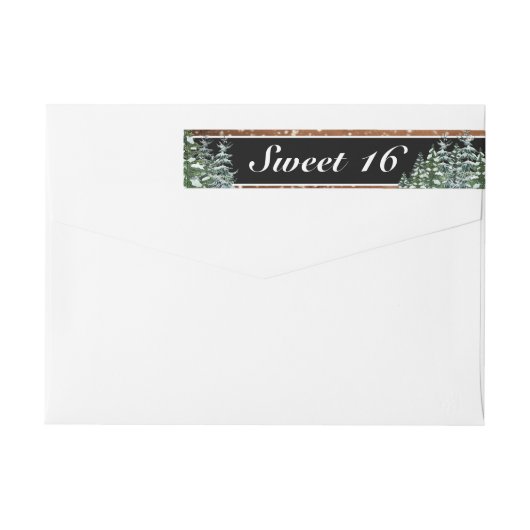 Black Snowy Wood & Forest Pine Sweet 16 Birthday (Rückseite)