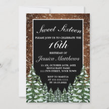 Black Snowy Wood & Forest Pine Tiara Sweet 16