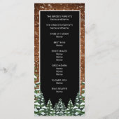 Black Snowy Wood & Forest Pine Wedding Programm (Rückseite)