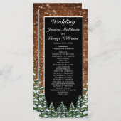 Black Snowy Wood & Forest Pine Wedding Programm (Vorne/Hinten)