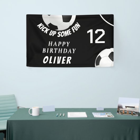 Black Soccer Ball Football Sports Kindergeburtstag Banner (Messeveranstaltung)