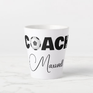 Black Soccer Coach Latte Tasse