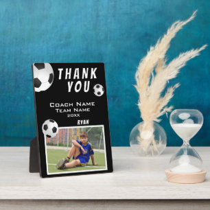 Black Soccer Fußball Ball Sports Coach Vielen Dank Fotoplatte