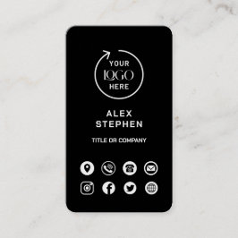 Black Social Media Modern Logo Business Card Visitenkarte