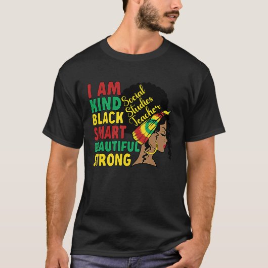 Black Social Studies Teacher African American Mela T-Shirt (Vorderseite)