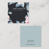 BLACK SOFT BLUSH BLUE FLORAL EARRING DISPLAY LOGO QUADRATISCHE VISITENKARTE (Vorne/Hinten)