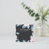 BLACK SOFT BLUSH BLUE FLORAL EARRING DISPLAY LOGO QUADRATISCHE VISITENKARTE (Stehend Vorderseite)