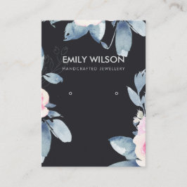 BLACK SOFT BLUSH BLUE FLORAL EARRING DISPLAY LOGO VISITENKARTE