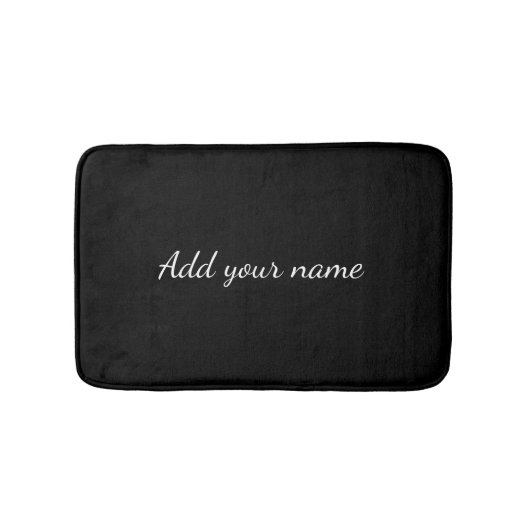 Black solid add name text message here throw pillo badematte (Vorderseite)