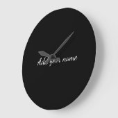 Black solid add name text message here throw pillo große wanduhr (Winkel)