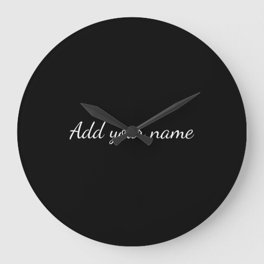 Black solid add name text message here throw pillo große wanduhr (Vorderseite)