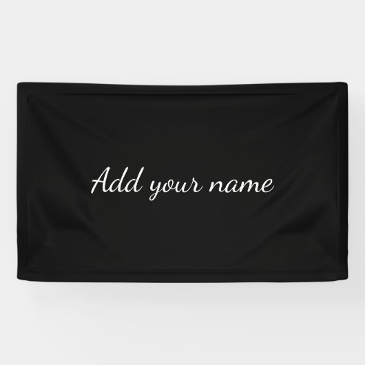Black solid add name text message throw pillo banner (Horizontal)