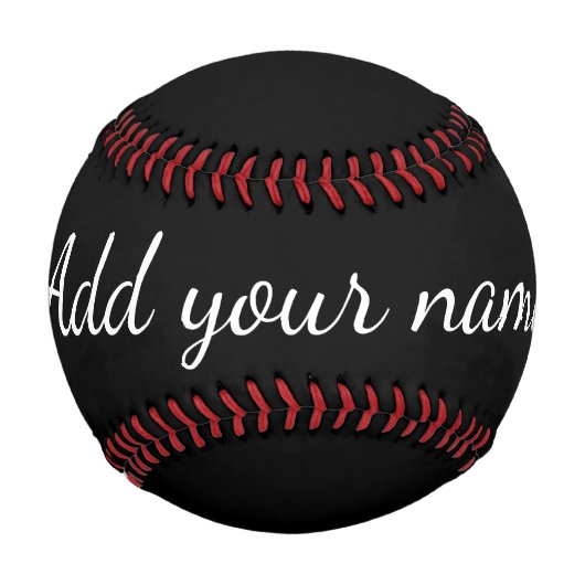 Black solid add name text message throw pillo baseball (Rückseite)