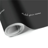 Black solid add name text message throw pillo geschenkpapier (Rolleneckpunkt)