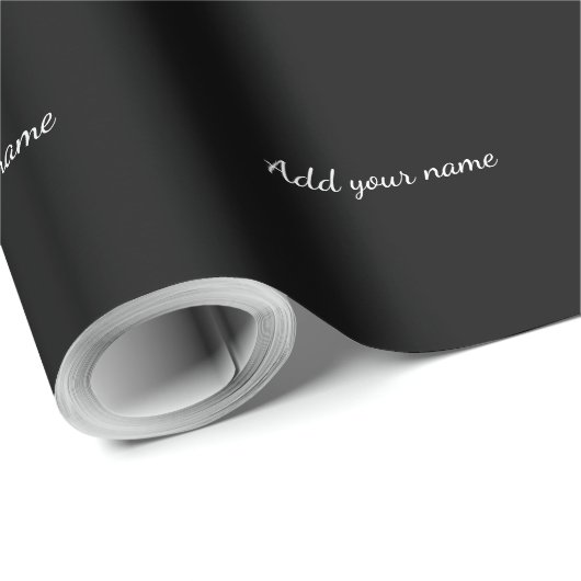 Black solid add name text message throw pillo geschenkpapier (Rolleneckpunkt)