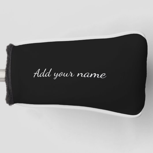 Black solid add name text message throw pillo golf headcover (Vorderseite)