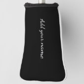 Black solid add name text message throw pillo golf headcover (Rotieren 90)