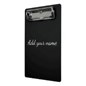 Black solid add name text message throw pillo mini klemmbrett (Gewinkelt2)