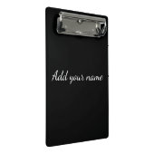 Black solid add name text message throw pillo mini klemmbrett (Schrägansicht)