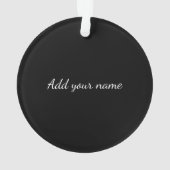 Black solid add name text message throw pillo ornament (Rückseite)