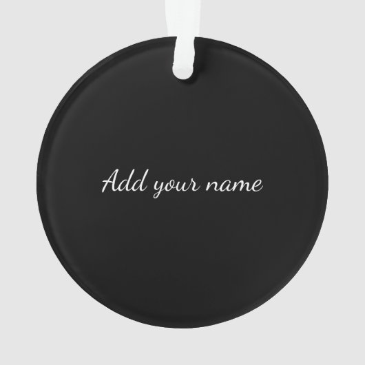 Black solid add name text message throw pillo ornament (Rückseite)