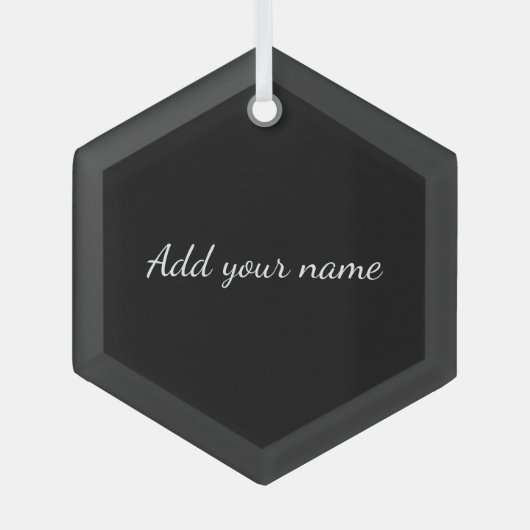 Black solid add name text message throw pillo ornament aus glas (Vorderseite)
