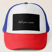 Black solid add name text message throw pillo truckerkappe (Vorderseite)
