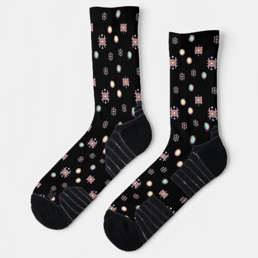 Black Solid Noah Circle Pattern Socken (Links)