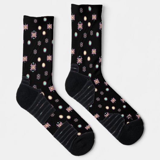 Black Solid Noah Circle Pattern Socken (Rechts)