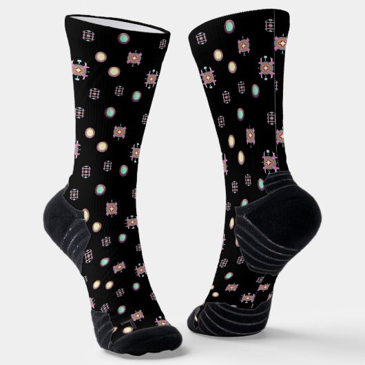 Black Solid Noah Circle Pattern Socken (Gewinkelt)