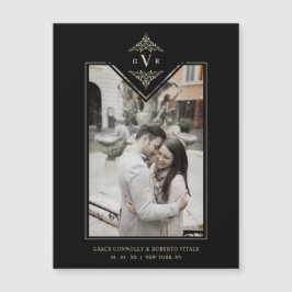 Black Sophisticate Flourish Chic Golden Initials Magnetkarte