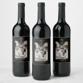 Black Sophisticate Flourish Chic Golden Initials Weinetikett (Flaschen)